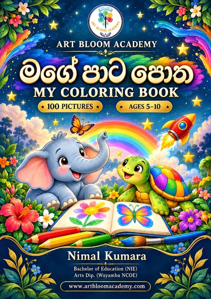 Art Bloom 100 Picture Creative Coloring Book (Printed Physical Copy - A4)